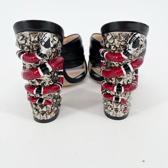 Gucci Black Quilted Leather Webby Snake-heel Mule Sandal Slide size EU 38.5 - Picture 8 of 13